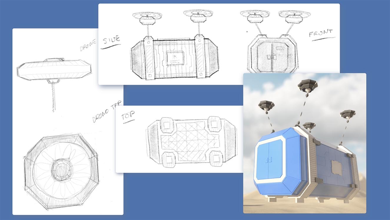 Saudi Logistic Hub container sketch to final design