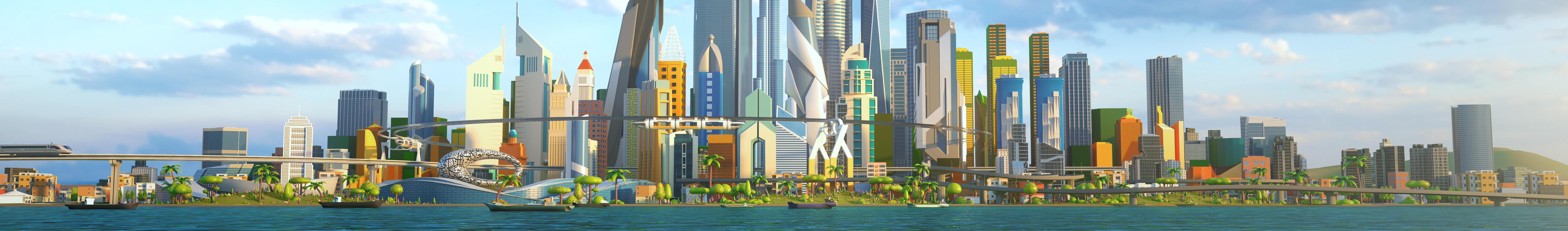 3D animation futuristic skyline Dubai Abu Dhabi