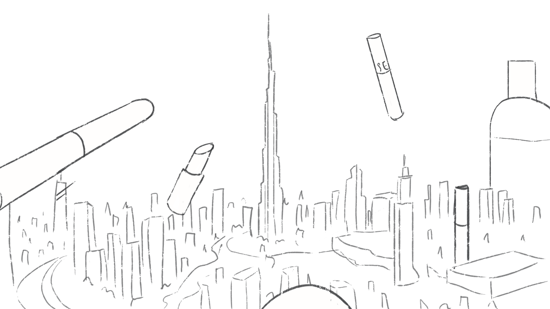 Opening title for Sephora announcement video storyboard sketch 