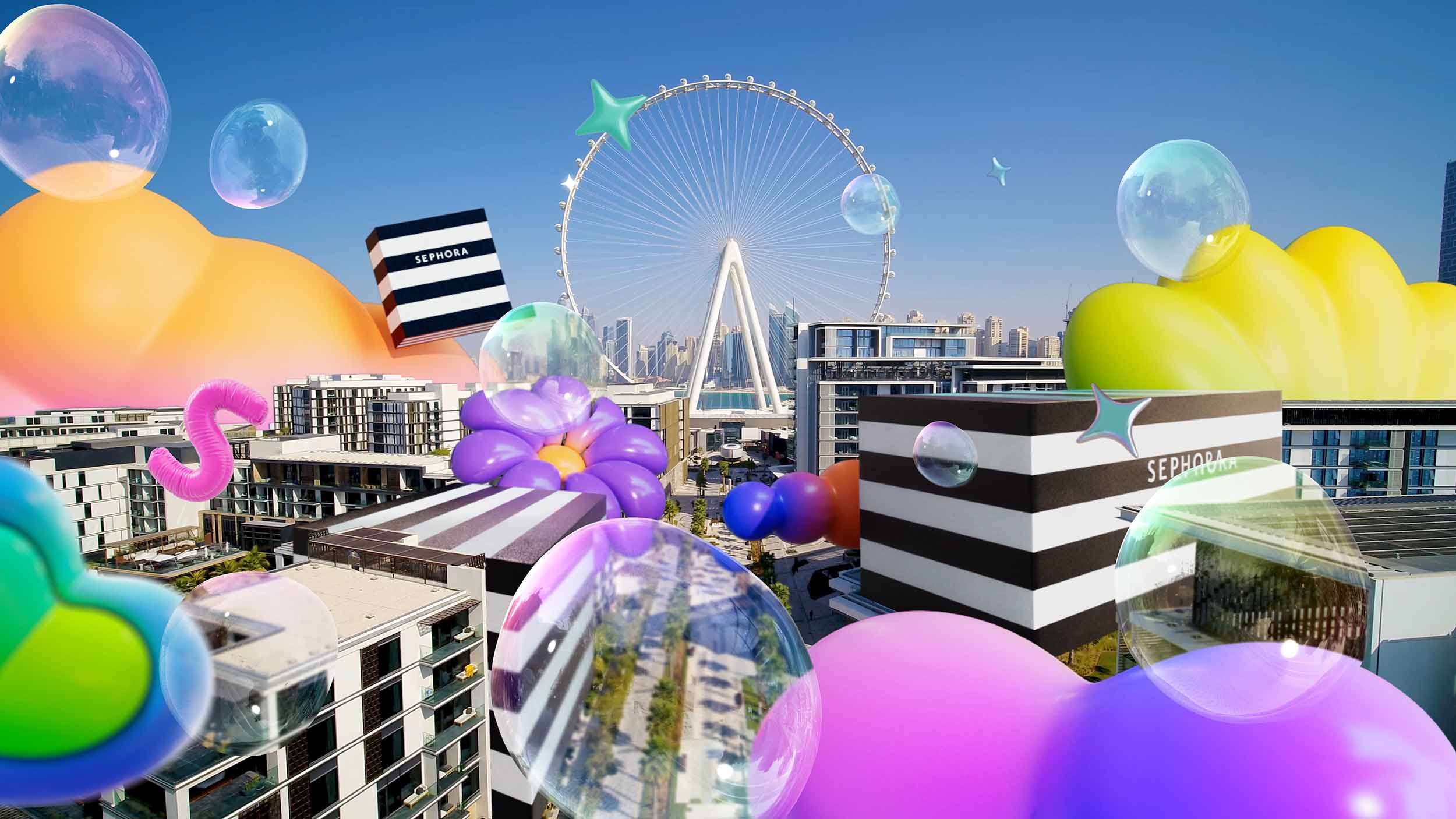 Announcement retail campaign video made by 3d elements with bright colors 